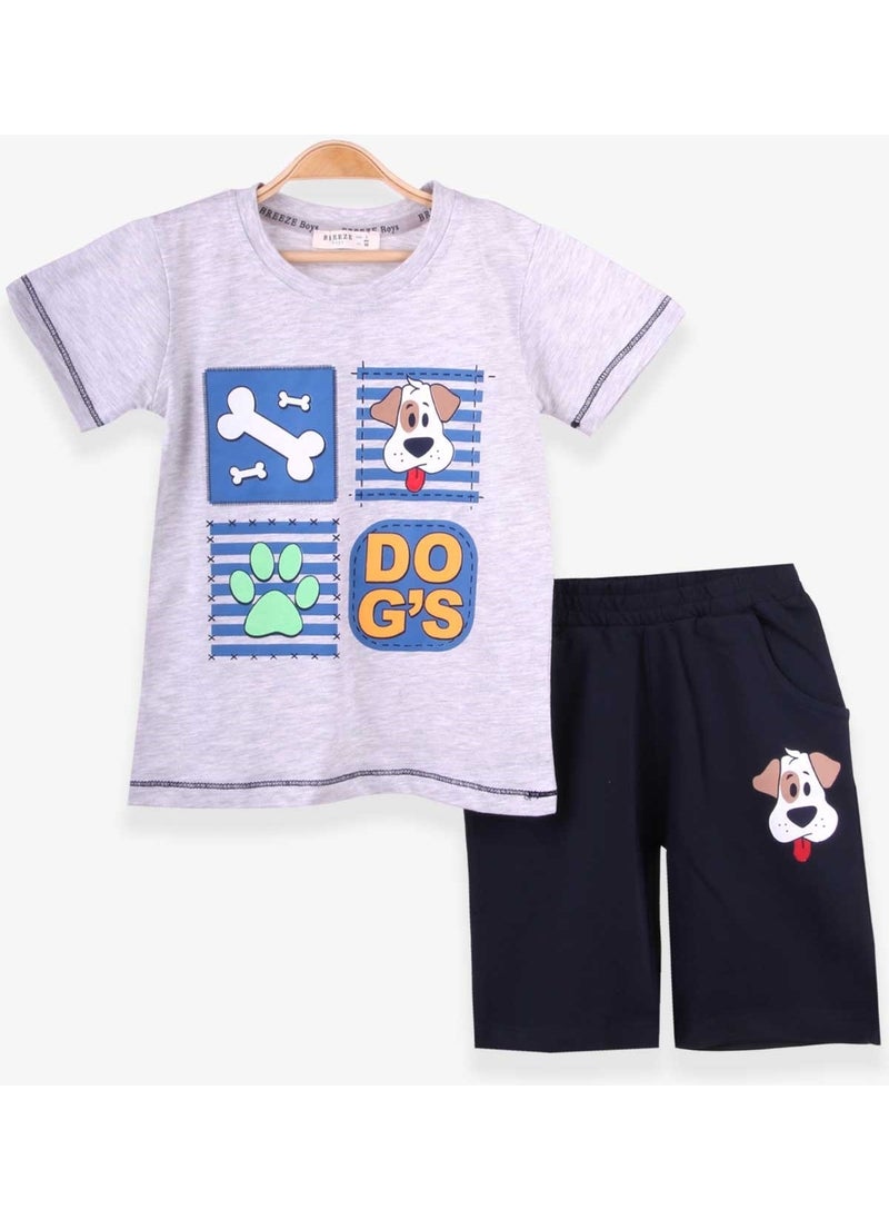 Boys Shorts Set Cute Puppy Light Gray Melange (1-4 Years)