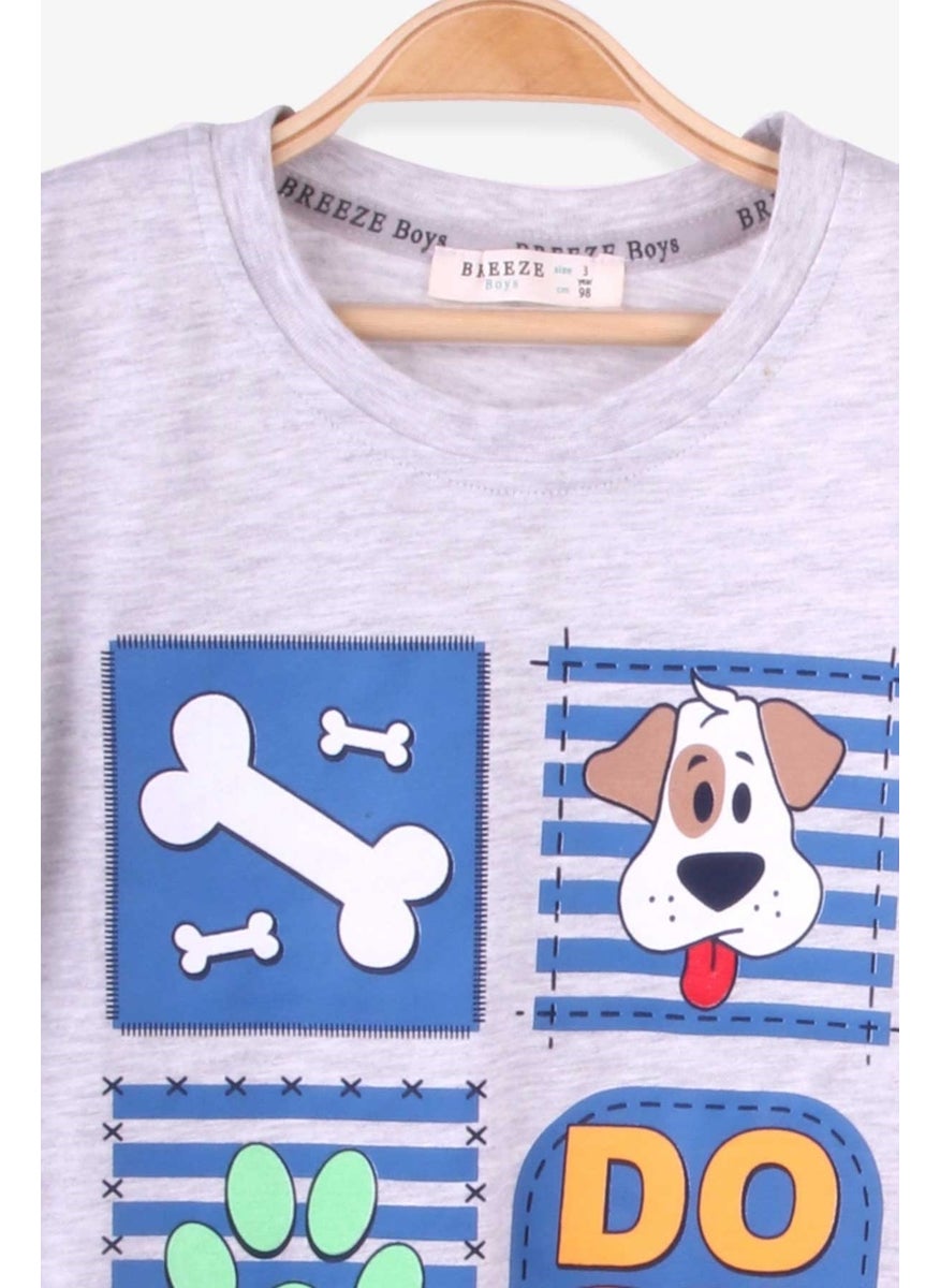 Boys Shorts Set Cute Puppy Light Gray Melange (1-4 Years)