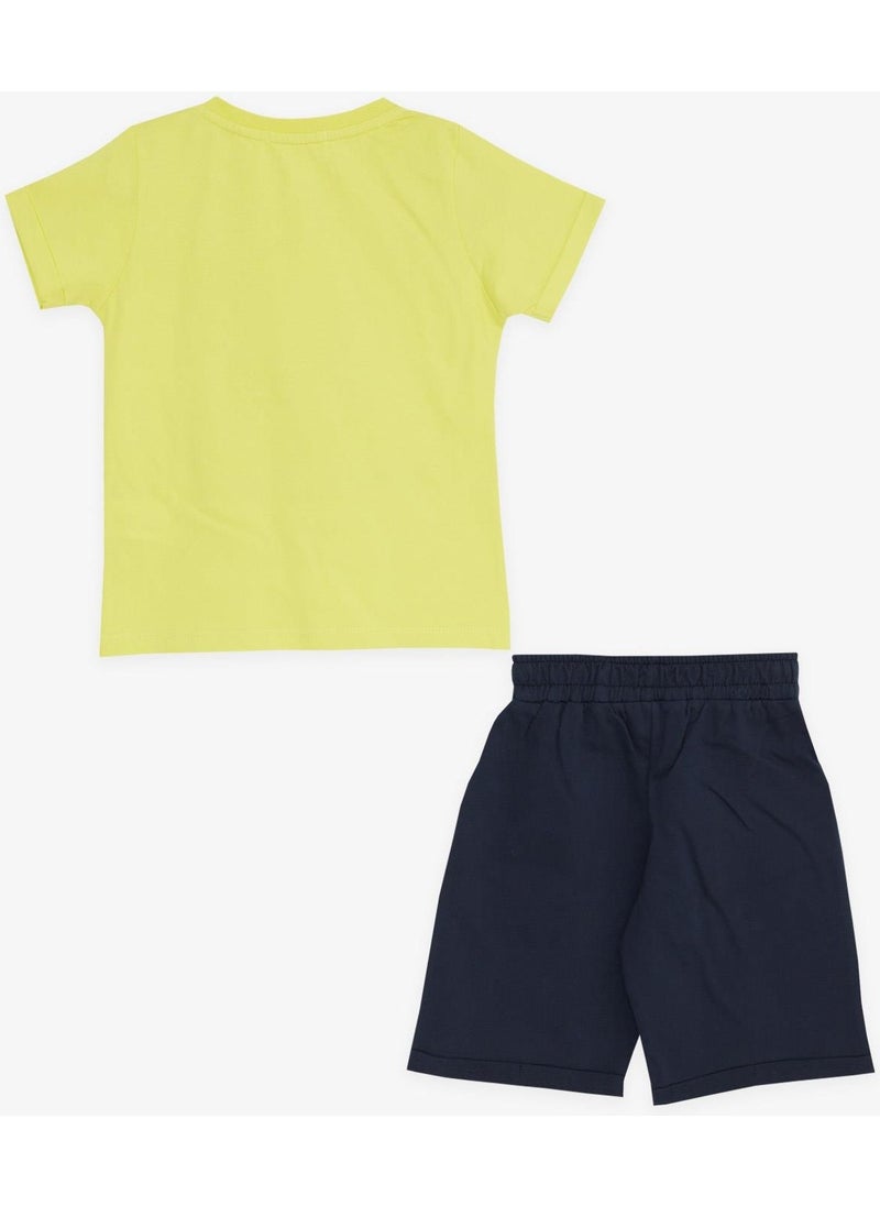 Girls & Boys Boy Shorts Set Happy Dinosaur Family Printed 1-4 Years, Yellow