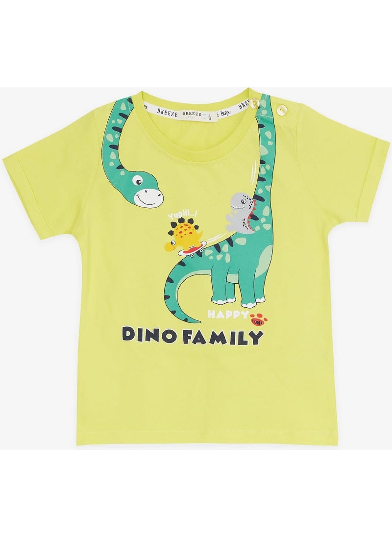 Girls & Boys Boy Shorts Set Happy Dinosaur Family Printed 1-4 Years, Yellow