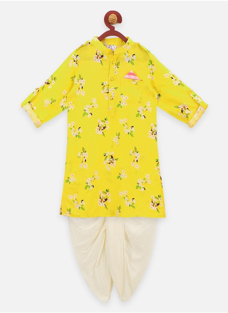 Yellow colour Dhoti kurta set