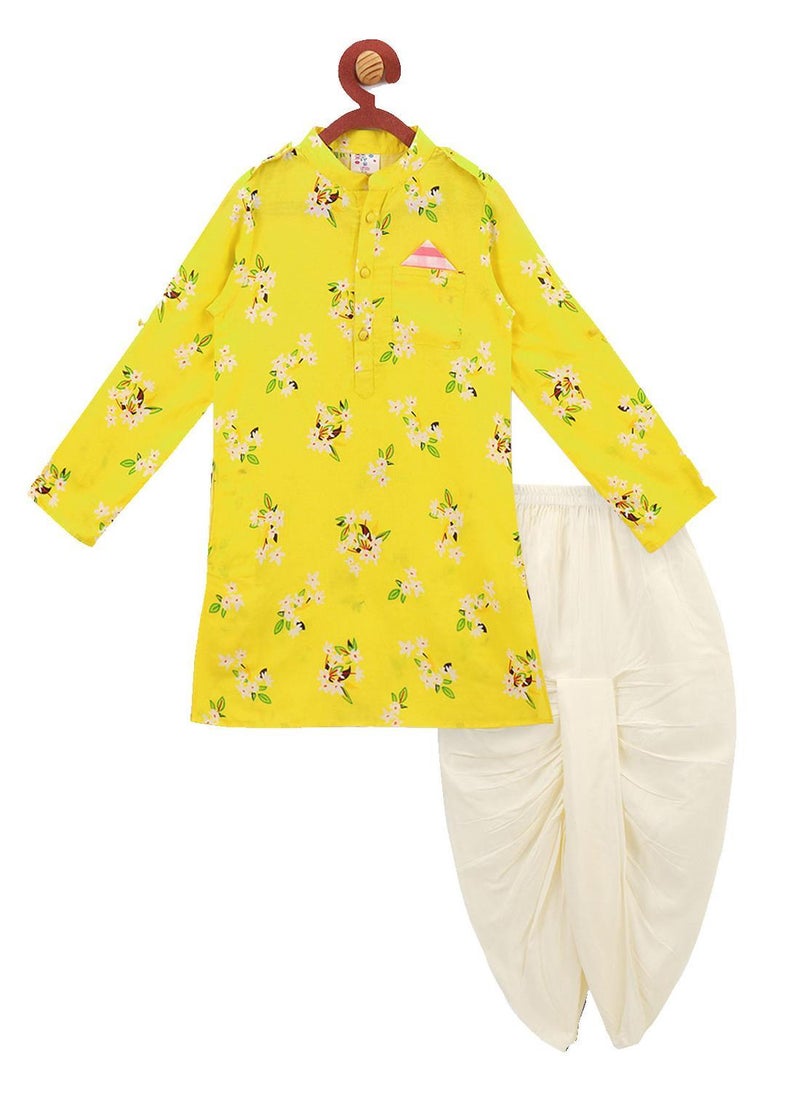 Yellow colour Dhoti kurta set