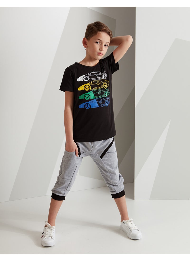 4 Cars Boy T-shirt Capri Shorts Set