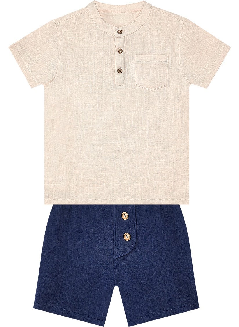 Baby Boy Muslin Shorts Shirt Set