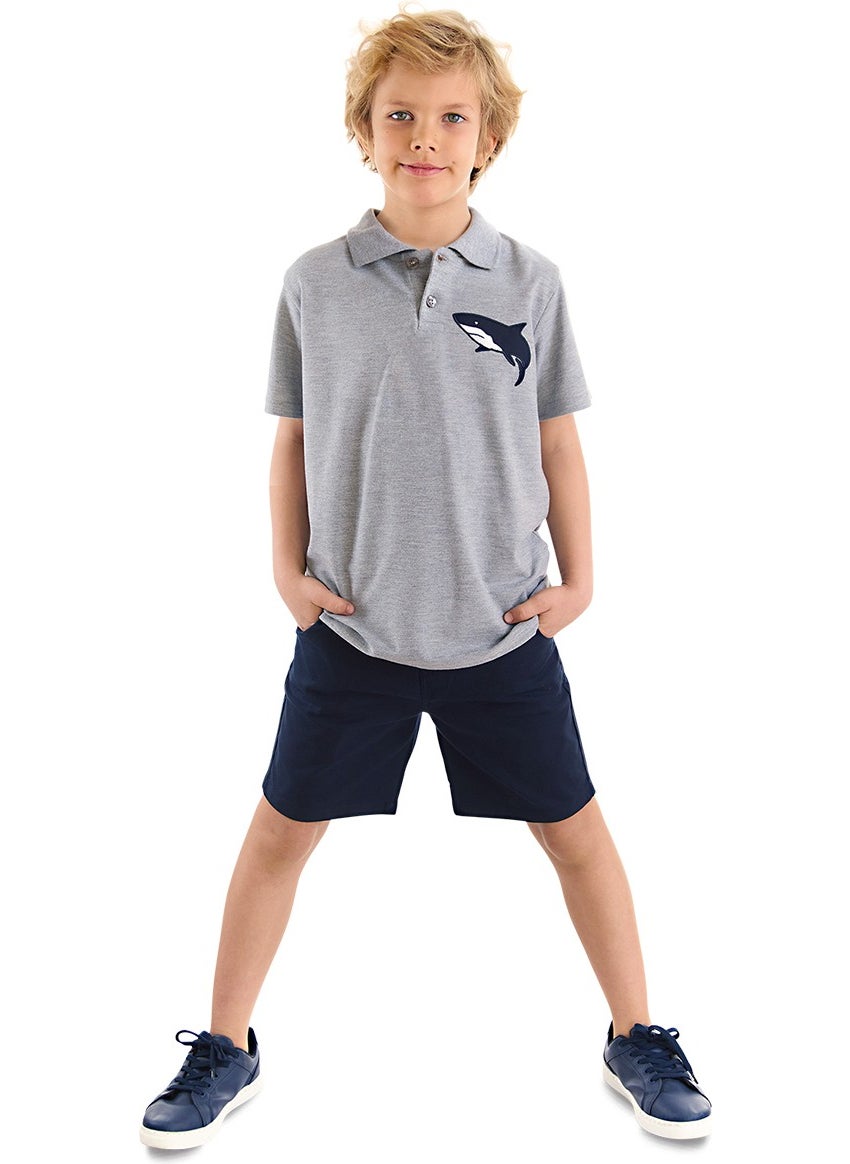 Shark Boy Polo Neck T-Shirt Shorts Set