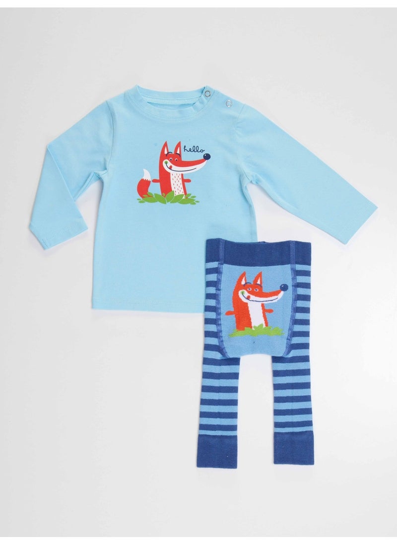 Fox Baby Boy T-Shirt Tights-Pants Set