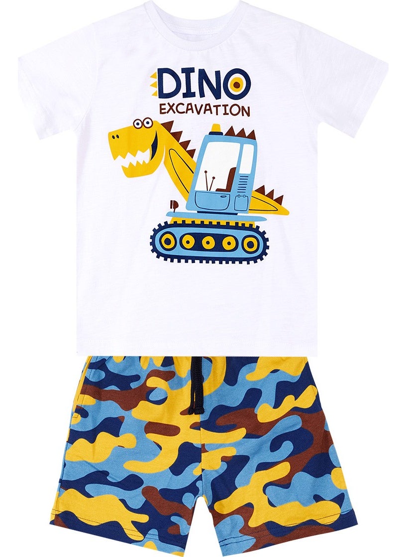Dino Dig Boy T-Shirt Camouflage Shorts Set