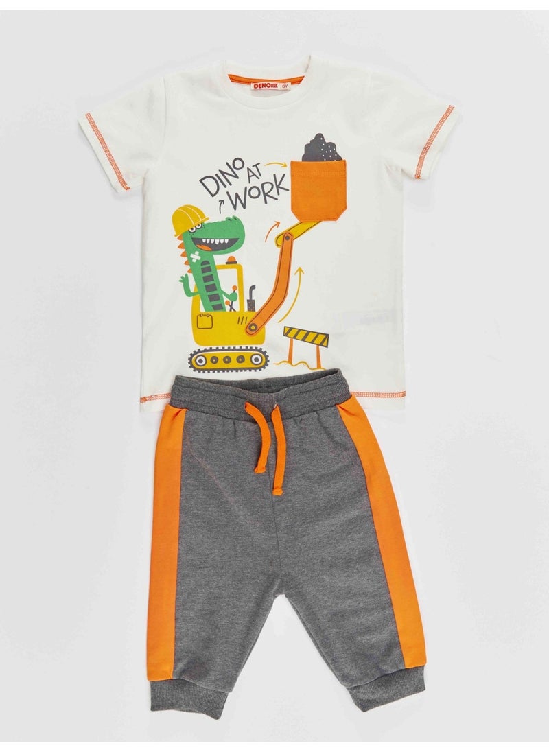 Dino At Work Boy T-shirt Capri Shorts Set