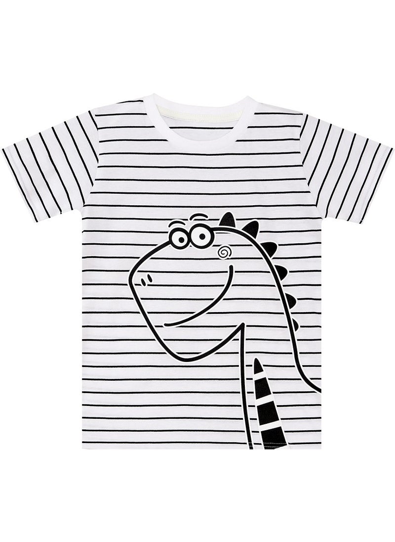 Cute Dino Boy T-Shirt Capri Shorts Set