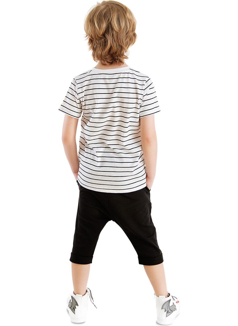 Cute Dino Boy T-Shirt Capri Shorts Set