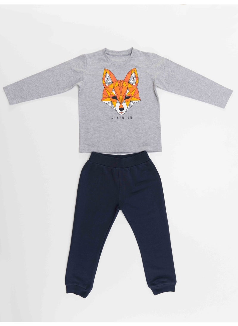 Geometric Fox Boy T-Shirt Trousers Set