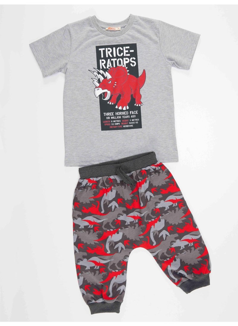 Triceratops Boy T-shirt Capri Shorts Set
