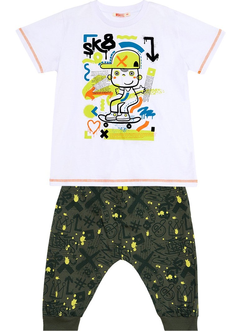 Skateboard Splash Boy T-Shirt Capri Set