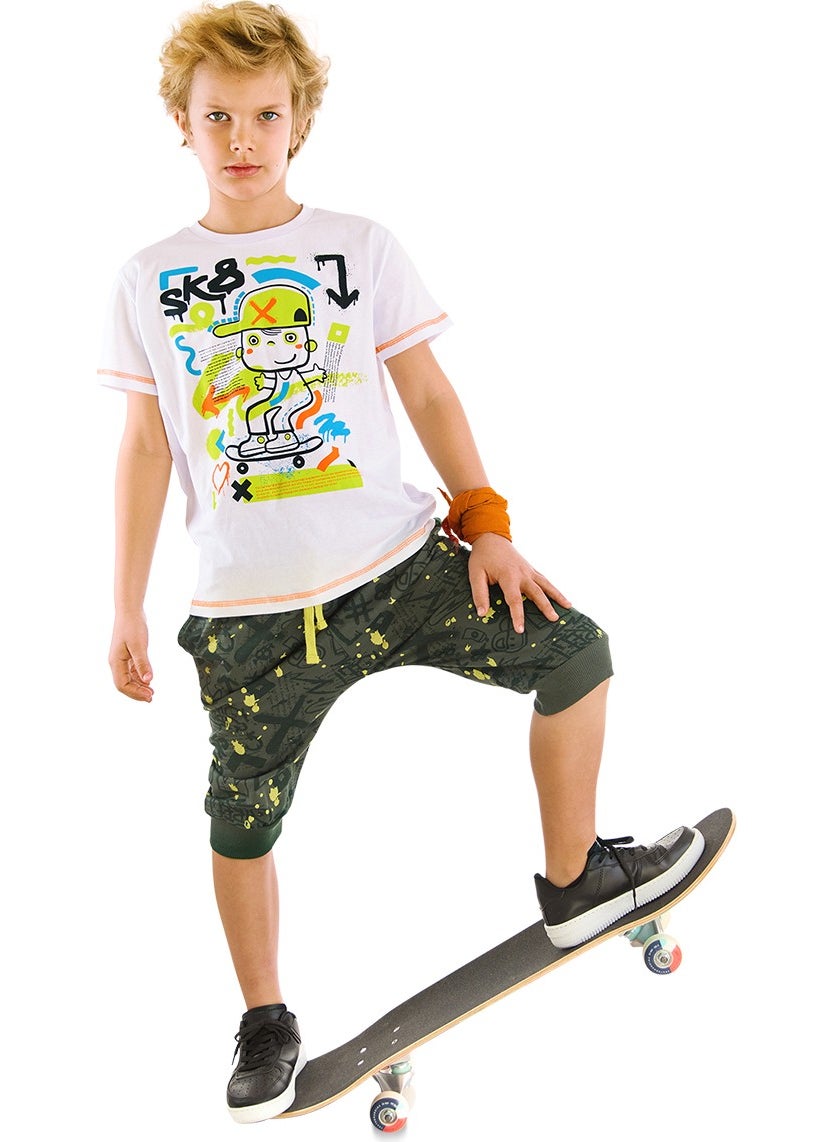 Skateboard Splash Boy T-Shirt Capri Set
