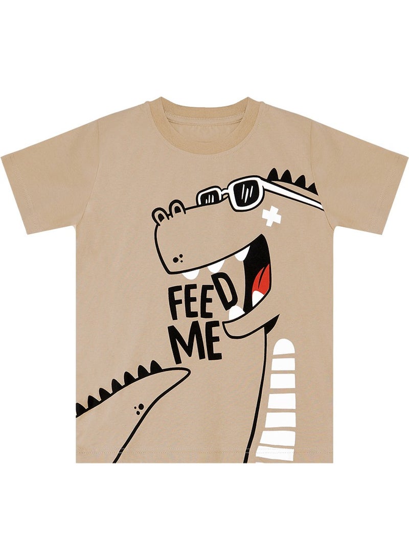 Funny Dino Boy T-Shirt Capri Shorts Set