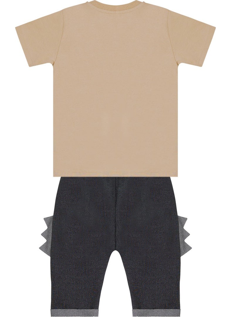 Funny Dino Boy T-Shirt Capri Shorts Set