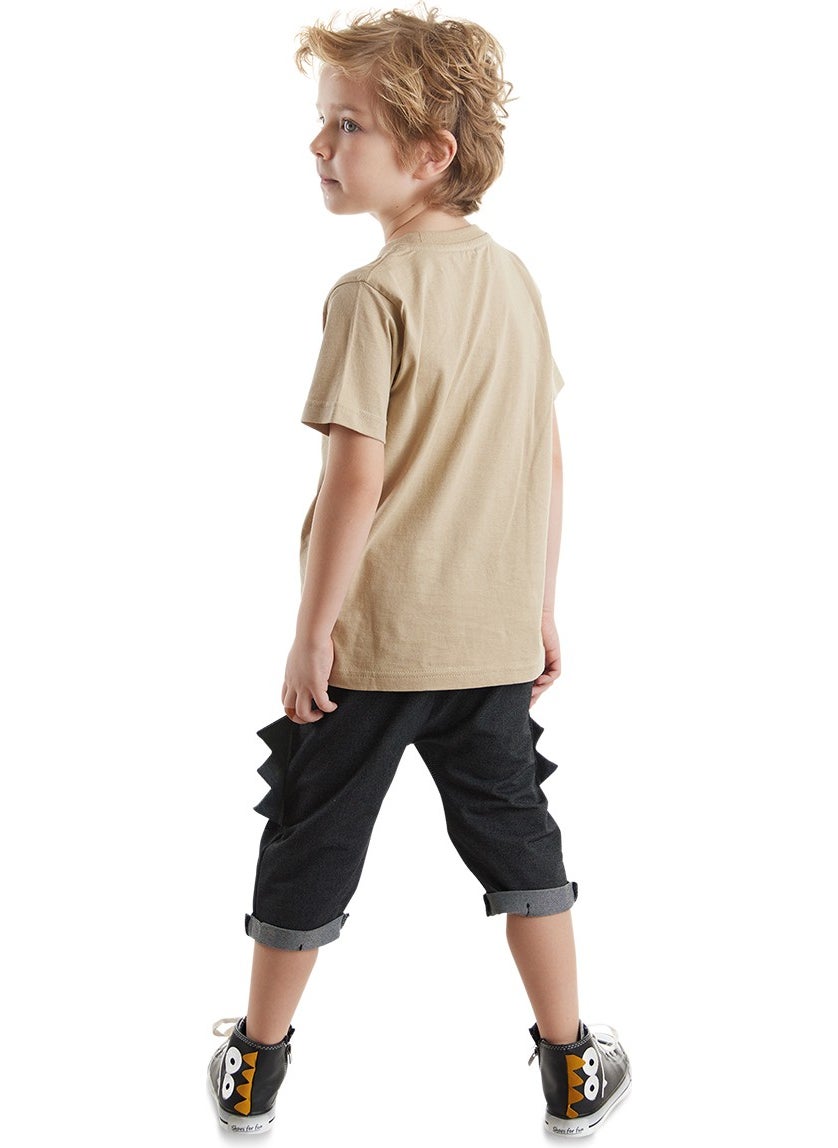 Funny Dino Boy T-Shirt Capri Shorts Set