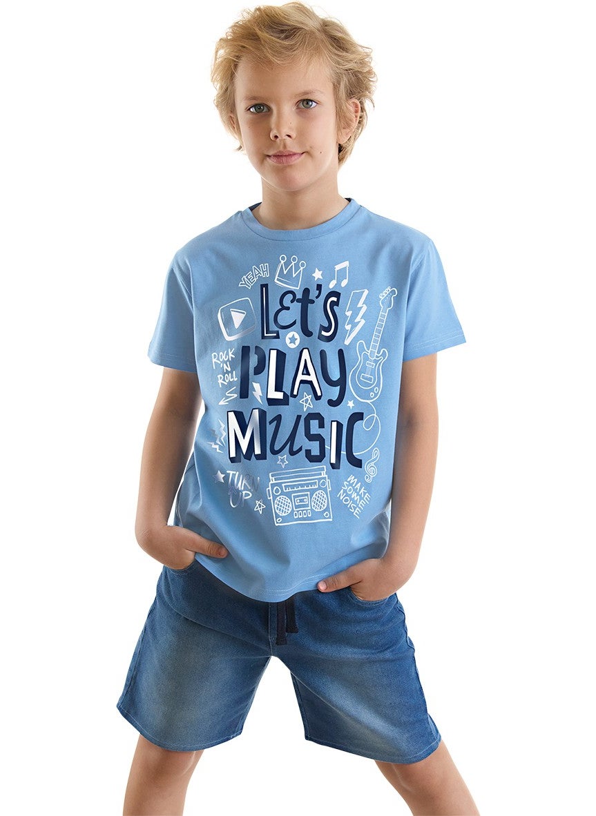 Let's Play Boy T-Shirt Denim Shorts Set