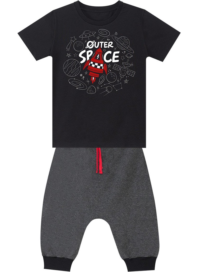 Space Rocket Boy T-Shirt Capri Shorts Set