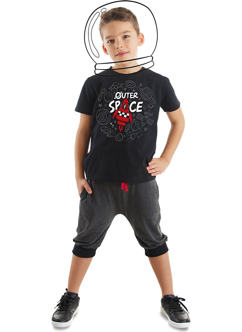 Space Rocket Boy T-Shirt Capri Shorts Set