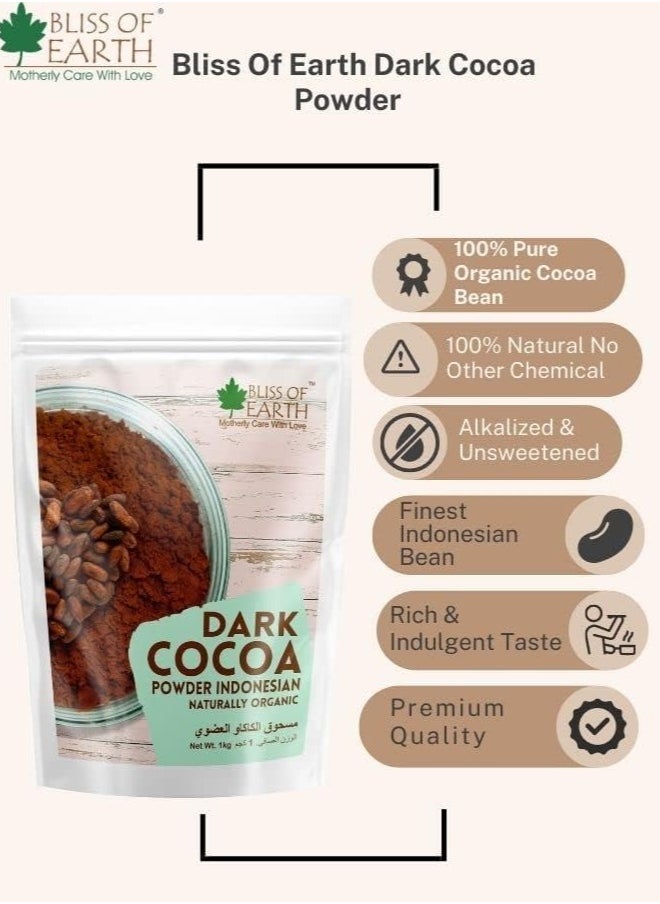 Naturally Organic Dark Cocoa Powder for Baking Chocolate Cake Cookies Chocolate Shake Unsweetened Cocoa 200GM Pack of 2