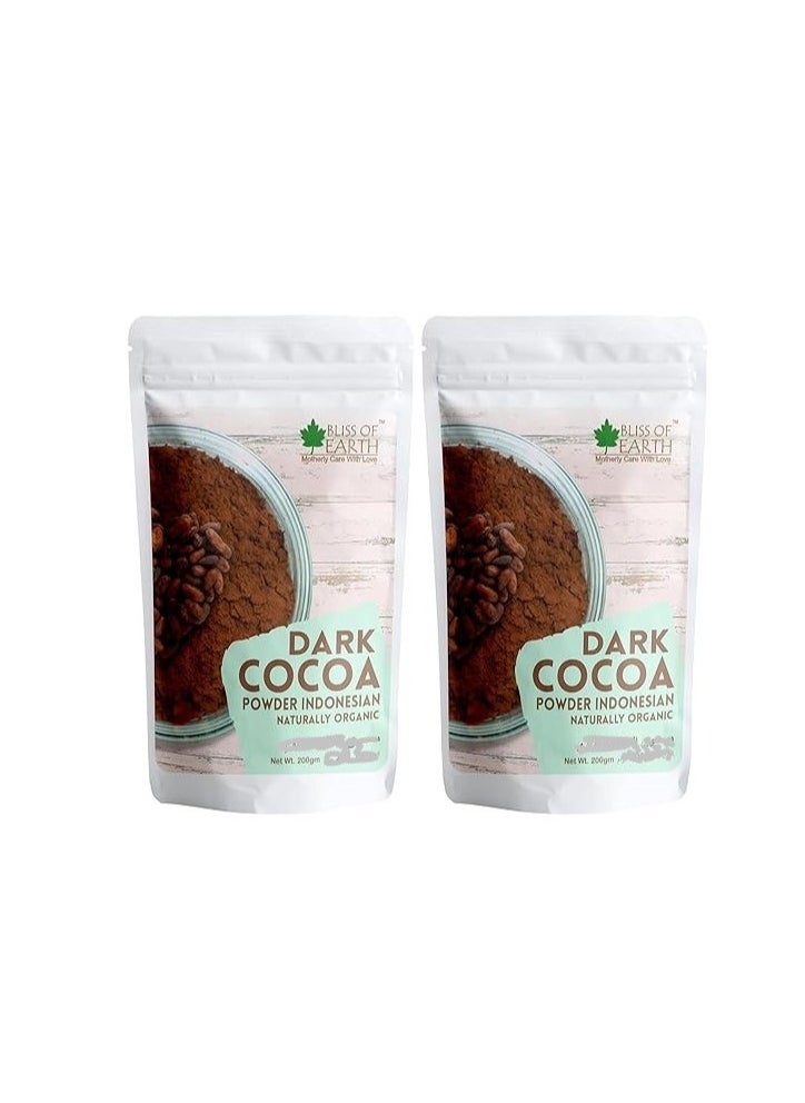 Naturally Organic Dark Cocoa Powder for Baking Chocolate Cake Cookies Chocolate Shake Unsweetened Cocoa 200GM Pack of 2