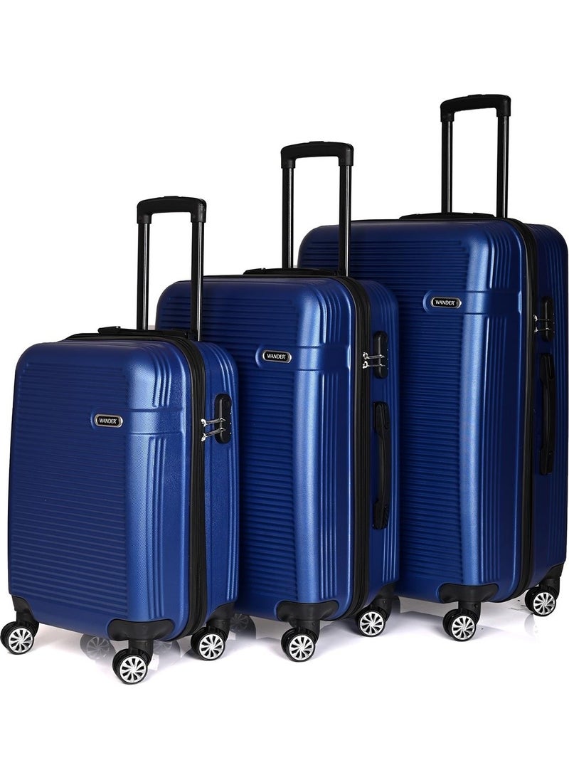 3000 3-Piece Suitcase Set Dark Blue Large Size Medium Size Cabin Size