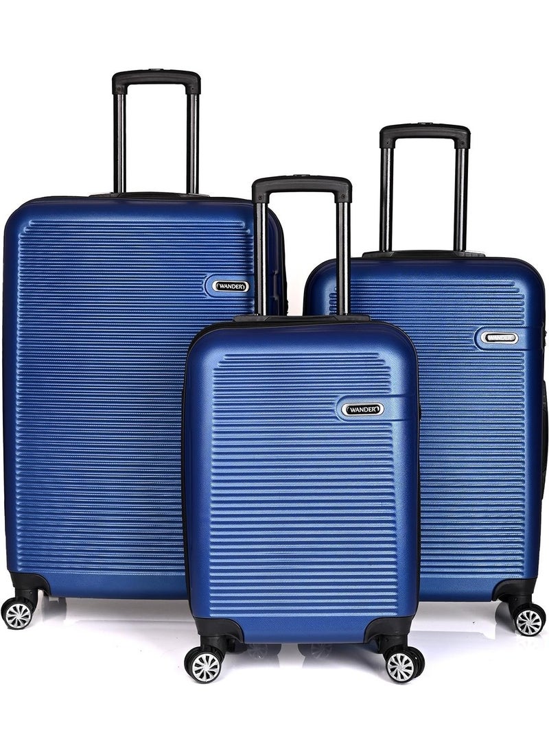 3000 3-Piece Suitcase Set Dark Blue Large Size Medium Size Cabin Size