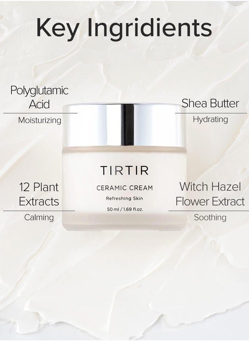 TIRTIR Ceramide Moisturizing Cream 50ml – Hydrating Korean Skincare with Shea Butter & Centella Asiatica – Nourishing Face Cream for Dry & Sensitive Skin, Glowing & Strengthened Skin Barrier