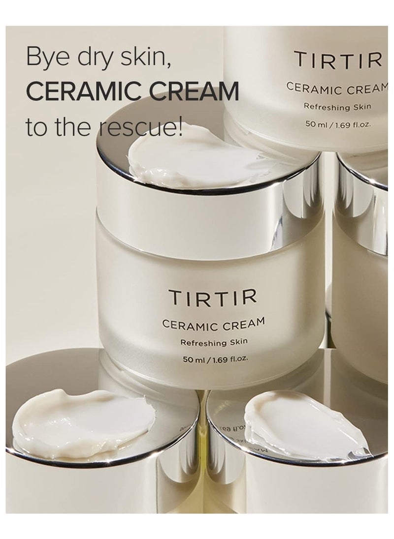 TIRTIR Ceramide Moisturizing Cream 50ml – Hydrating Korean Skincare with Shea Butter & Centella Asiatica – Nourishing Face Cream for Dry & Sensitive Skin, Glowing & Strengthened Skin Barrier