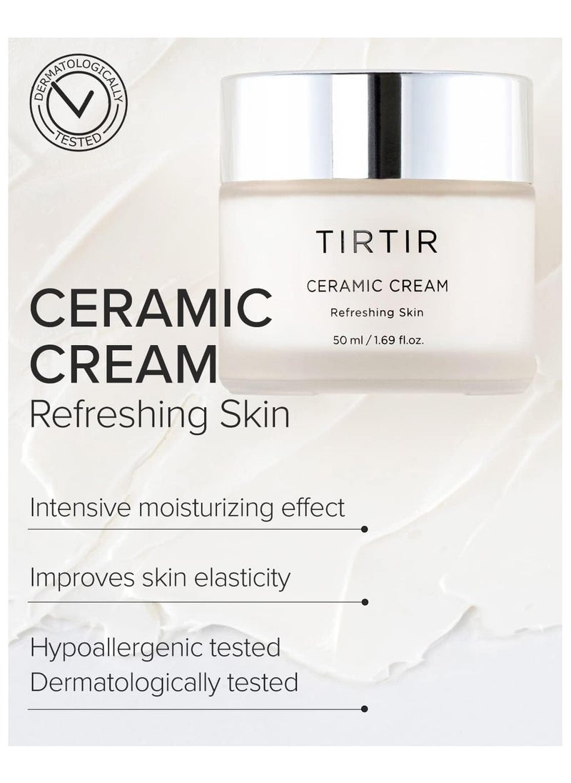 TIRTIR Ceramide Moisturizing Cream 50ml – Hydrating Korean Skincare with Shea Butter & Centella Asiatica – Nourishing Face Cream for Dry & Sensitive Skin, Glowing & Strengthened Skin Barrier