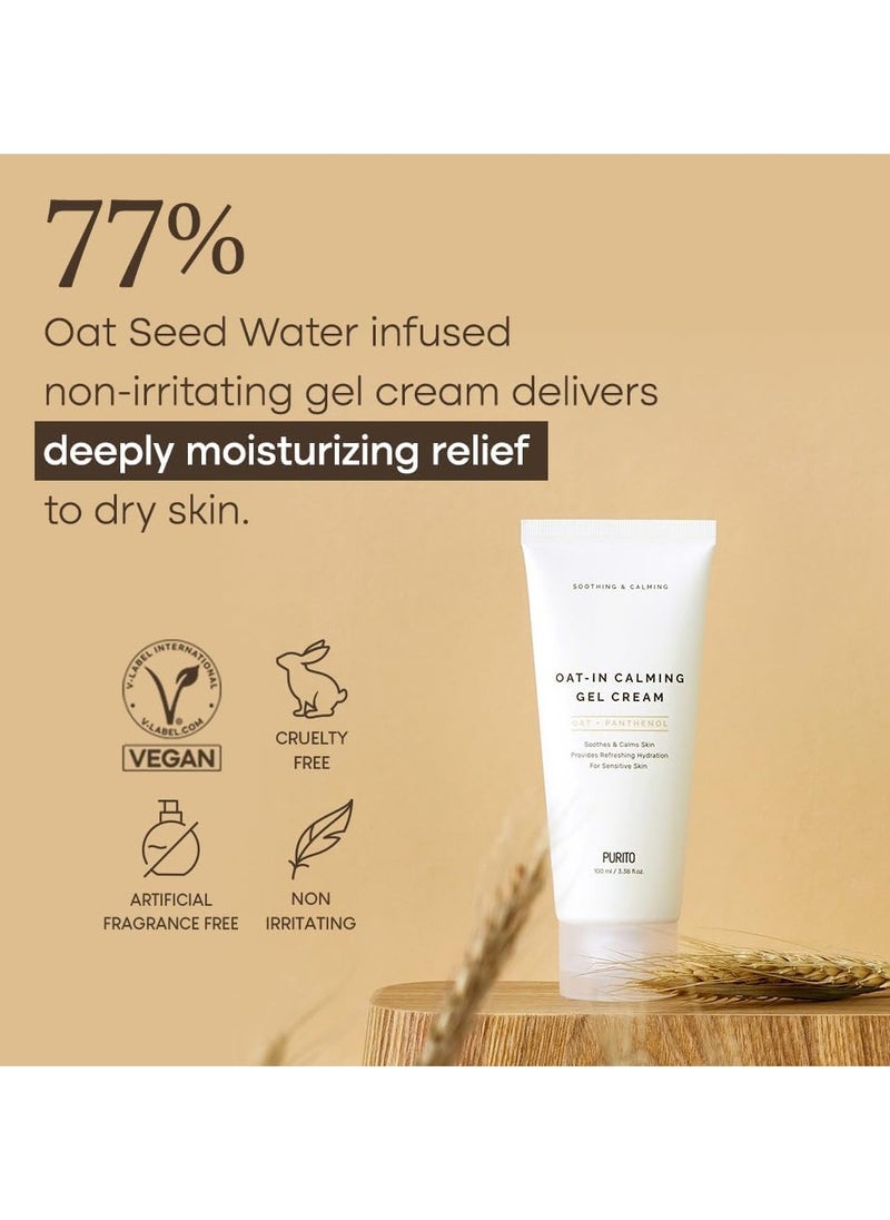 PURITO Seoul Oat-in Calming Gel Cream 100ml – Hydrating & Soothing Korean Skincare with Oat Extract for Sensitive Skin, Moisturizing Gel for Redness, Irritation & Inflammation Relief