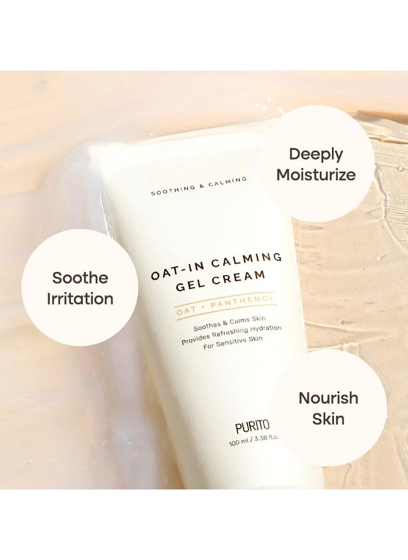PURITO Seoul Oat-in Calming Gel Cream 100ml – Hydrating & Soothing Korean Skincare with Oat Extract for Sensitive Skin, Moisturizing Gel for Redness, Irritation & Inflammation Relief
