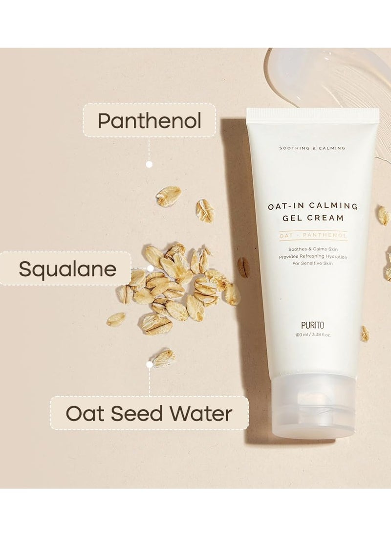 PURITO Seoul Oat-in Calming Gel Cream 100ml – Hydrating & Soothing Korean Skincare with Oat Extract for Sensitive Skin, Moisturizing Gel for Redness, Irritation & Inflammation Relief
