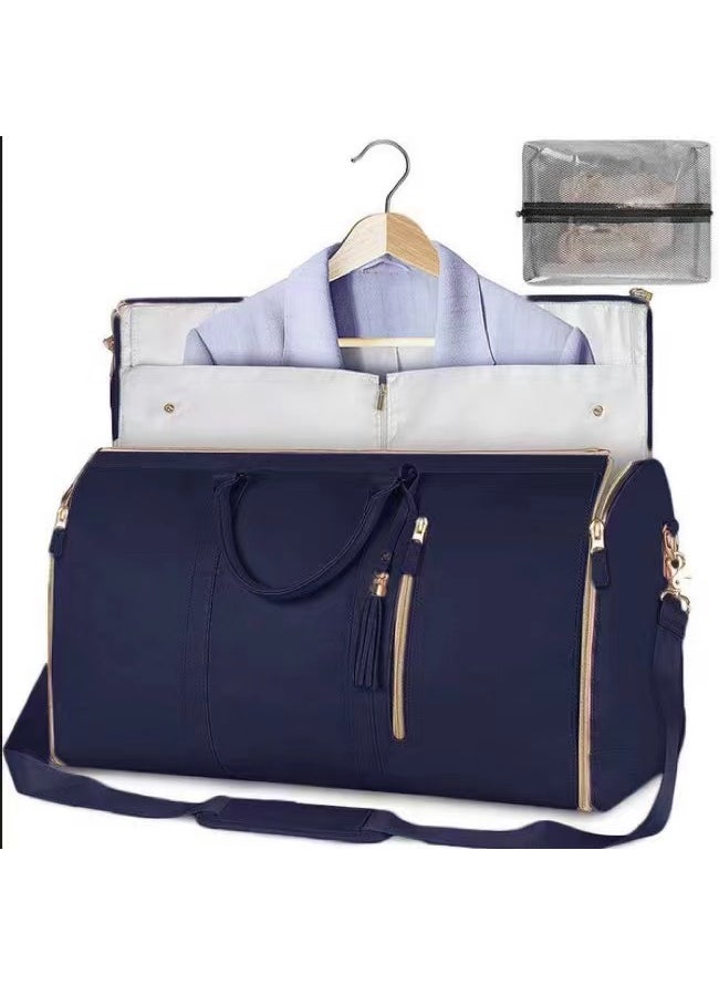 New Versatile PU Suitcase Folding Travel Bag 0528# dark blue wash bag