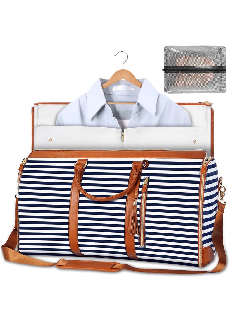 New Versatile PU Suitcase Folding Travel Bag 0528# sapphire striped wash bag