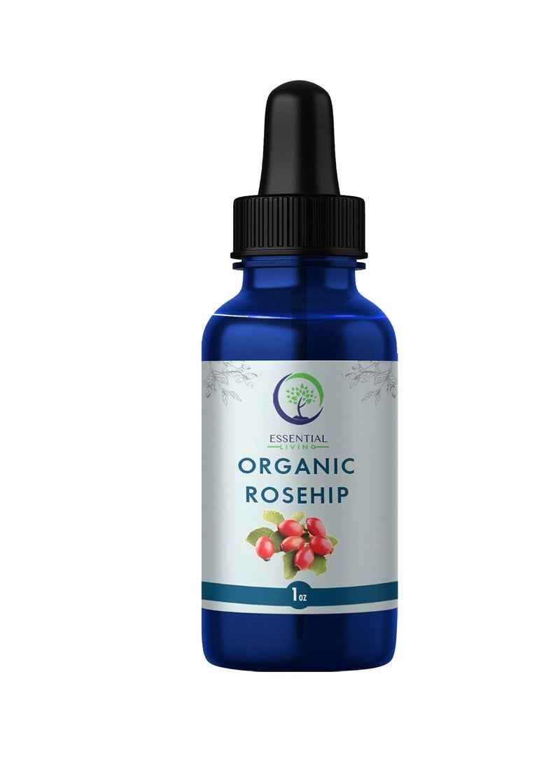 Essential Living: Organic Rosehip Oil - Cold-Pressed All-Natural Anti Aging Face Oil, Moisturizer, Hair and Nail Care and more - 1 oz. - Helps Minimize Scars, Wrinkles, and Blemishes