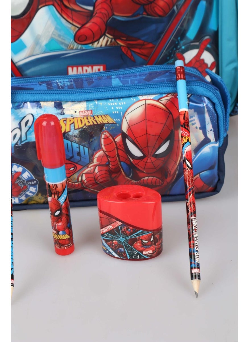 Licensed School Bag Pencil Bag 2 Pieces Pencils with Erasers Double Blade Sharpener and Rocket Eraser Stationery Set