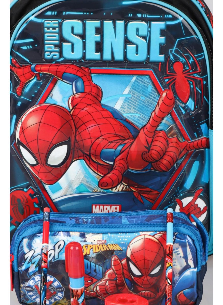 Licensed School Bag Pencil Bag 2 Pieces Pencils with Erasers Double Blade Sharpener and Rocket Eraser Stationery Set