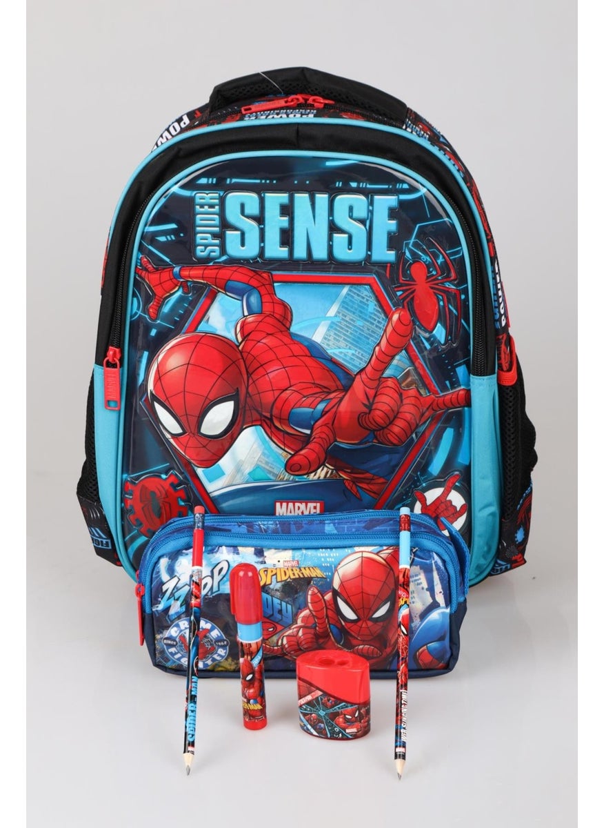 Licensed School Bag Pencil Bag 2 Pieces Pencils with Erasers Double Blade Sharpener and Rocket Eraser Stationery Set