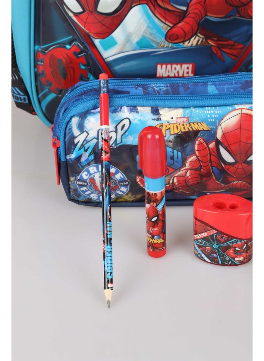 Licensed School Bag Pencil Bag 2 Pieces Pencils with Erasers Double Blade Sharpener and Rocket Eraser Stationery Set