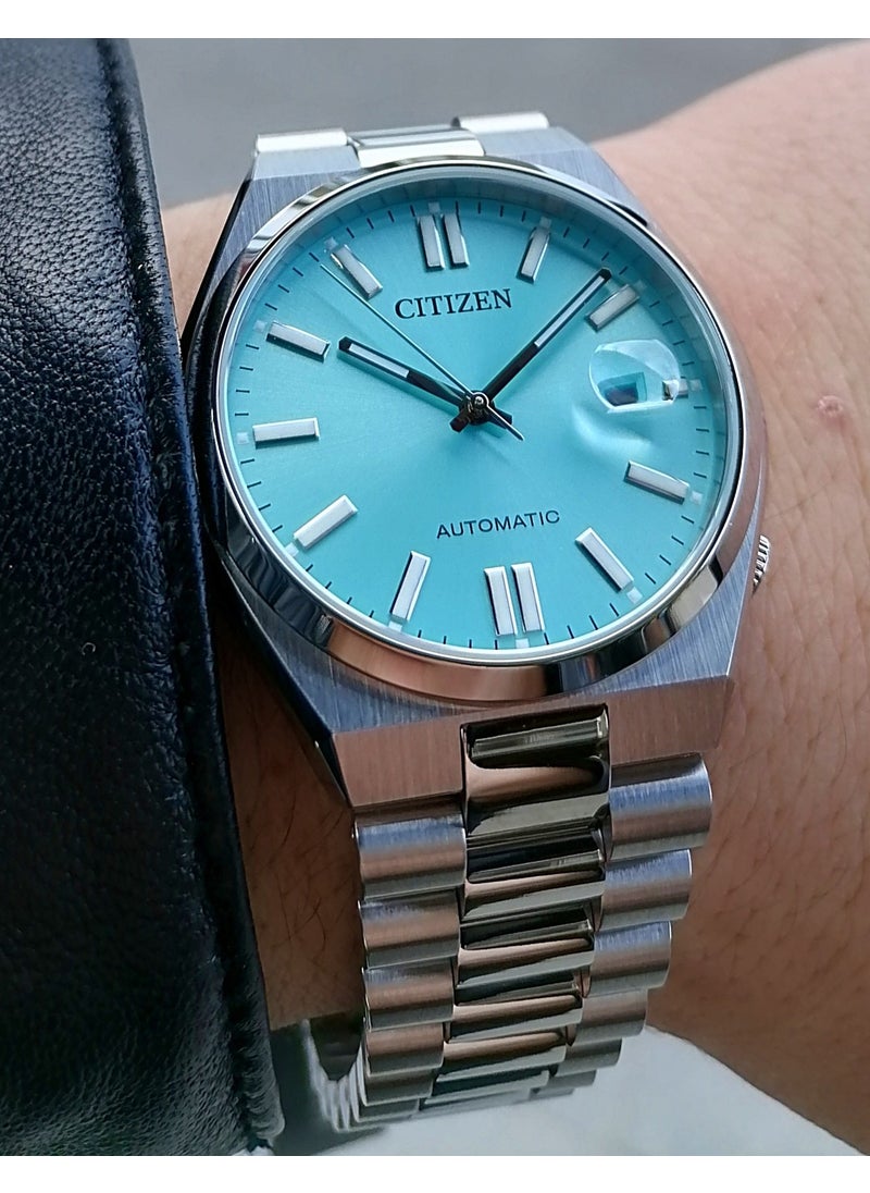 Automatic Blue Steel Strap Men's Wristwatch Waterproof