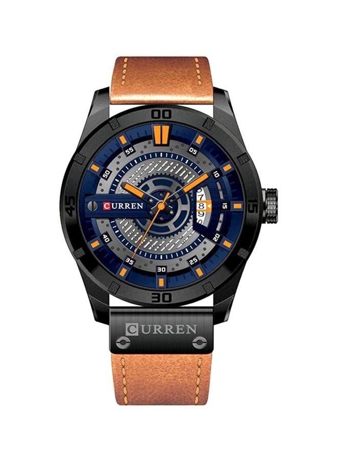Men Leather Analog Watch 8301 - 47 mm - Brown