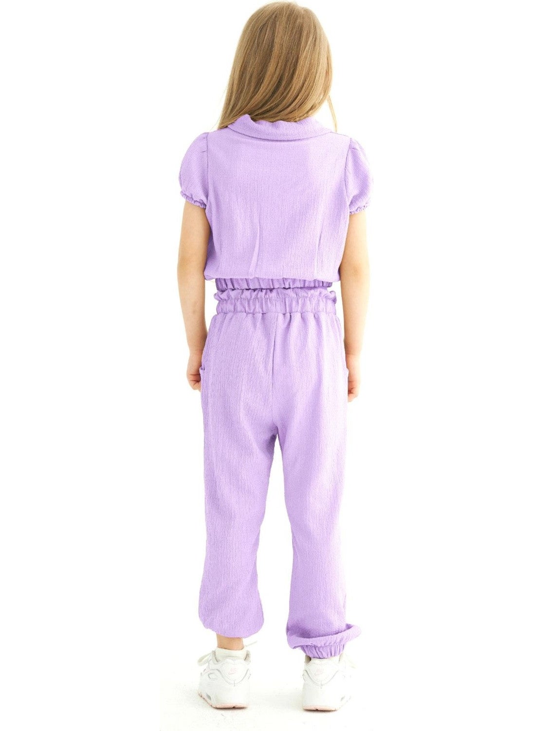 Crew Neck Short Sleeve Watermelon Sleeve Shirt Lilac Color Girl Child Pants Set