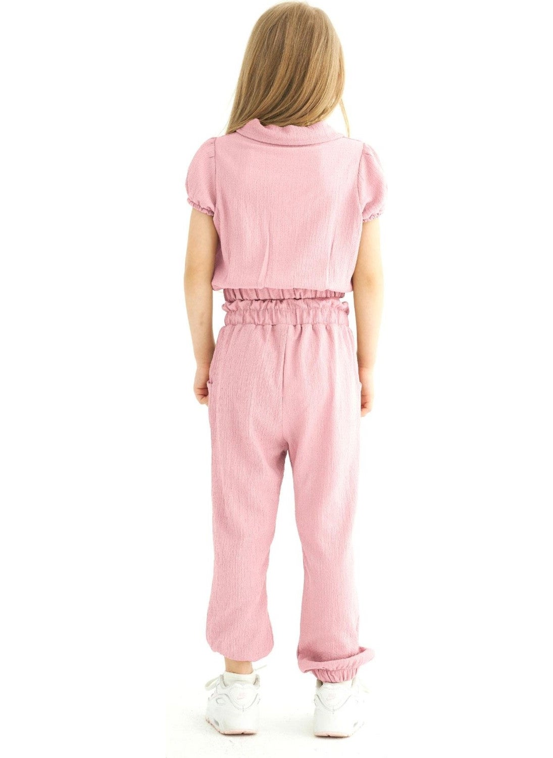 Crew Neck Short Sleeve Watermelon Sleeve Shirt and Powder Color Girl Child Pants Set