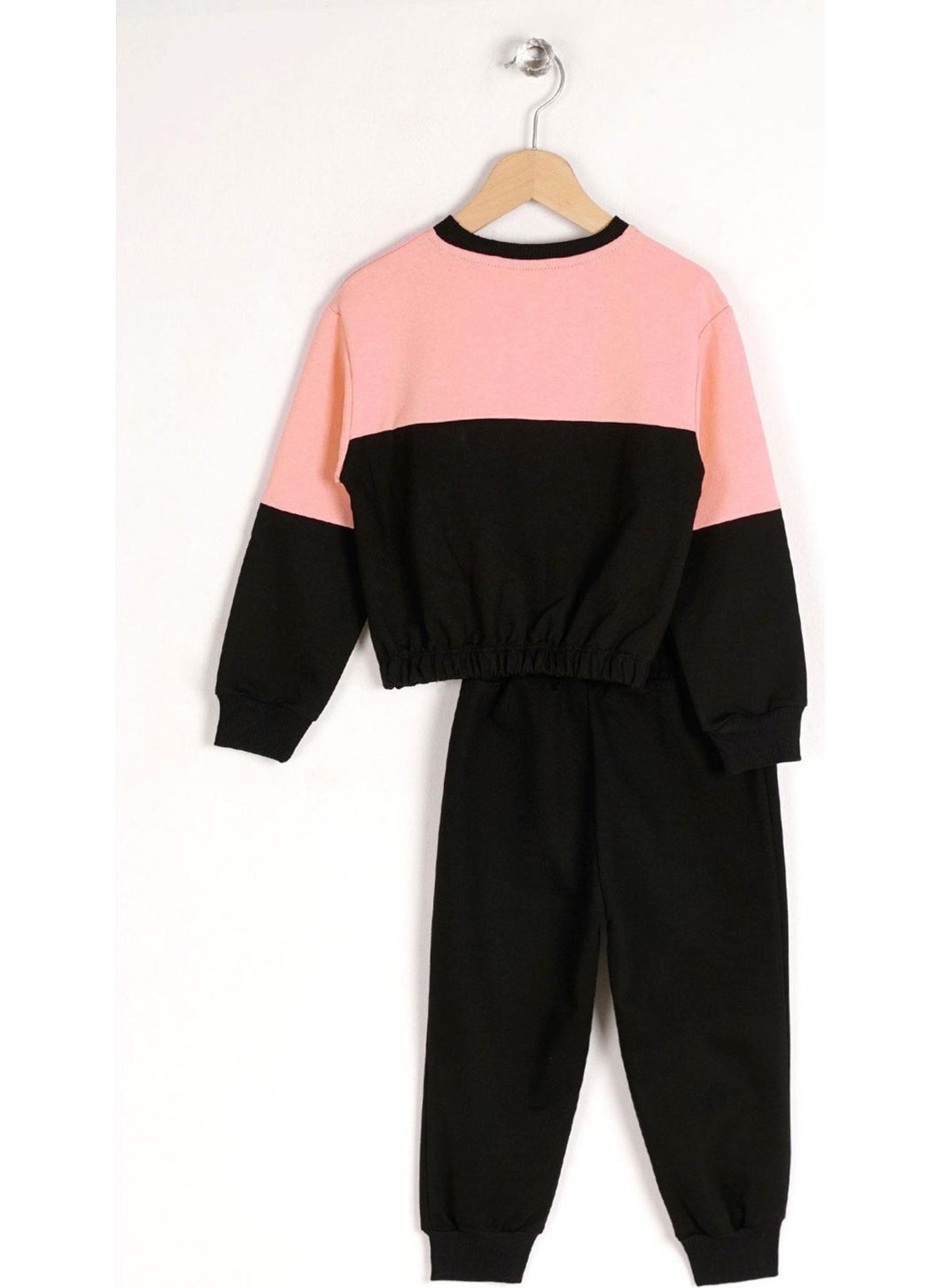 Girl's Salmon Colored Girls Printed Tracksuit
