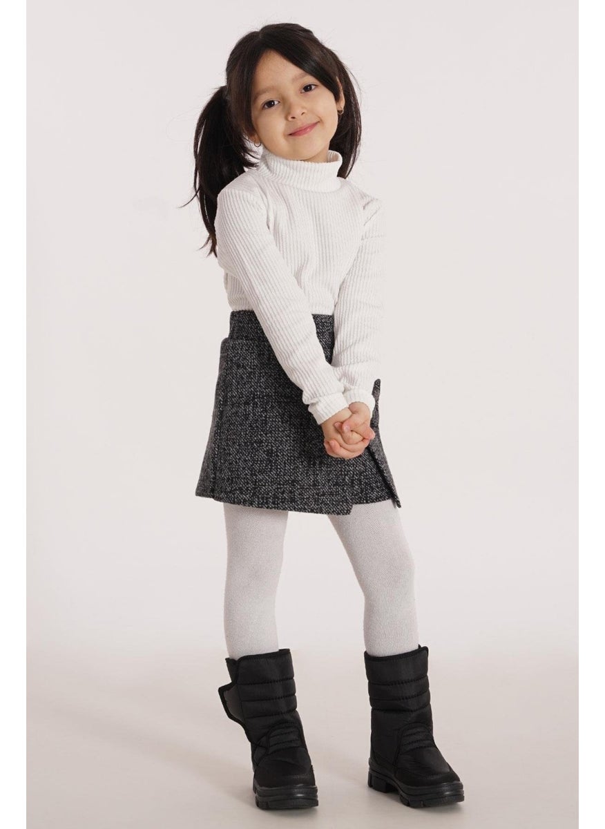 Bow Detailed Black Color Girl Skirt Suit