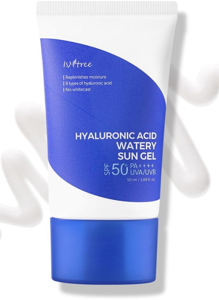ISNTREE Hyaluronic Acid Watery Sun Gel 50ml – Korean Sunscreen with SPF50 PA++++ – Hydrating & Lightweight Sun Cream for Sensitive Skin – UV Protection & Moisturizing Face Sunscreen for Oily & Dry Skin
