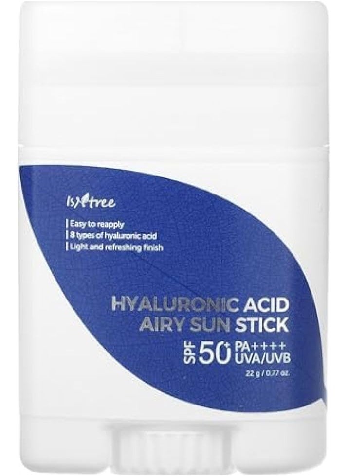 ISNTREE Hyaluronic Acid Airy Sun Stick SPF 50+ 22g – Lightweight, Hydrating Sunscreen Stick for Face & Body – Non-Greasy, Broad Spectrum Protection, Korean Skincare