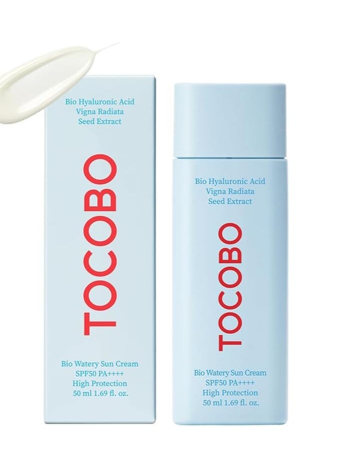 Tocobo Bio Watery Sun Cream SPF50+ PA++++ – Korean Sunscreen 50ml – Hydrating & Lightweight Face Sun Cream for Sensitive Skin – UV Protection & Non-Greasy Sun Cream for Oily & Dry Skin